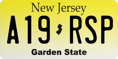 NJ license plate A19RSP