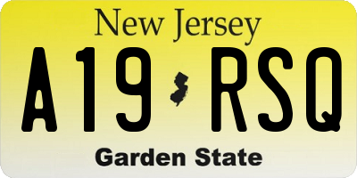 NJ license plate A19RSQ