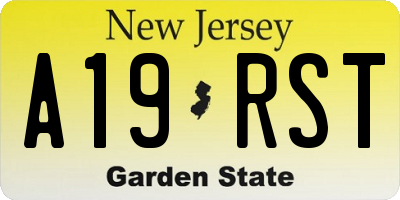 NJ license plate A19RST