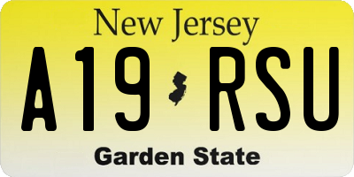 NJ license plate A19RSU
