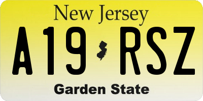 NJ license plate A19RSZ