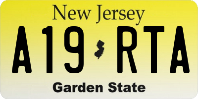NJ license plate A19RTA