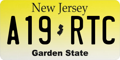 NJ license plate A19RTC