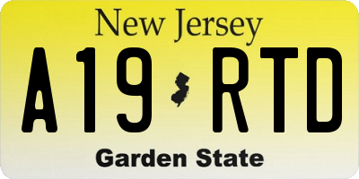 NJ license plate A19RTD