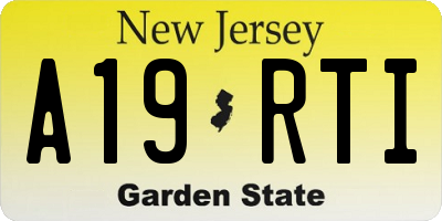 NJ license plate A19RTI
