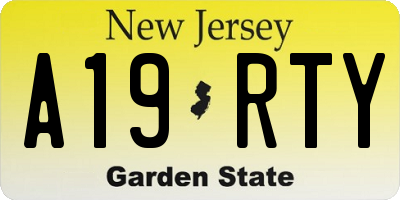 NJ license plate A19RTY