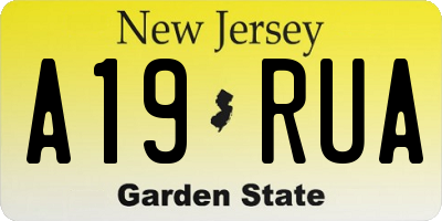 NJ license plate A19RUA