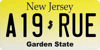 NJ license plate A19RUE