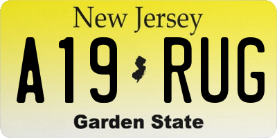 NJ license plate A19RUG