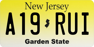 NJ license plate A19RUI