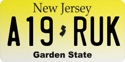 NJ license plate A19RUK