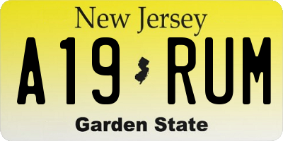 NJ license plate A19RUM
