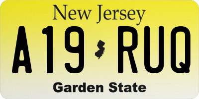 NJ license plate A19RUQ