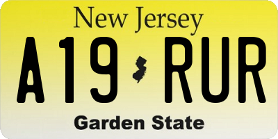 NJ license plate A19RUR