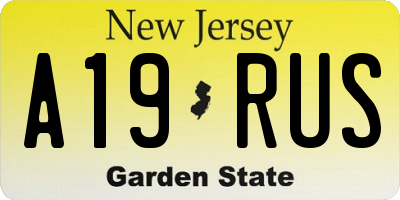 NJ license plate A19RUS