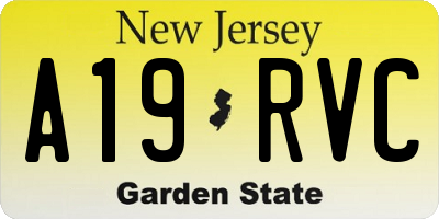 NJ license plate A19RVC