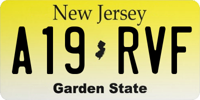 NJ license plate A19RVF