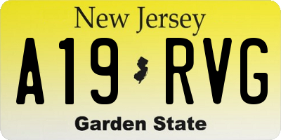 NJ license plate A19RVG