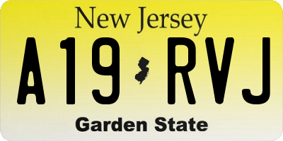 NJ license plate A19RVJ