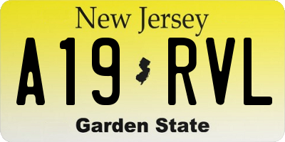 NJ license plate A19RVL