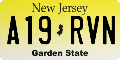 NJ license plate A19RVN