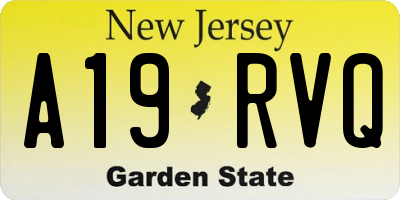 NJ license plate A19RVQ