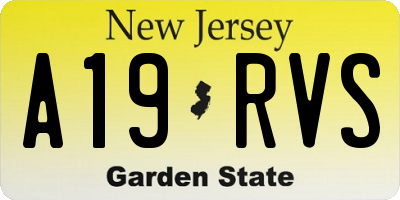 NJ license plate A19RVS