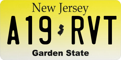 NJ license plate A19RVT
