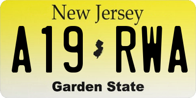 NJ license plate A19RWA
