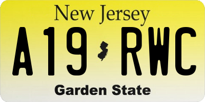 NJ license plate A19RWC