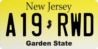NJ license plate A19RWD