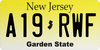 NJ license plate A19RWF