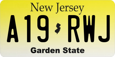 NJ license plate A19RWJ
