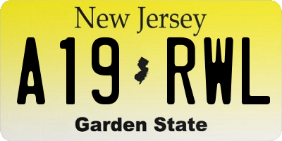 NJ license plate A19RWL