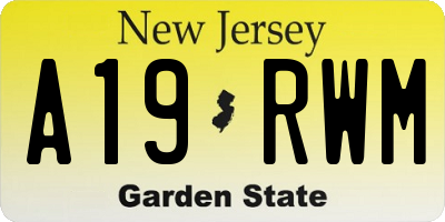 NJ license plate A19RWM