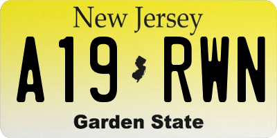 NJ license plate A19RWN