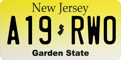 NJ license plate A19RWO