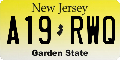 NJ license plate A19RWQ