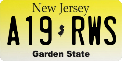 NJ license plate A19RWS