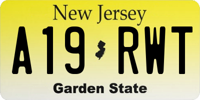 NJ license plate A19RWT