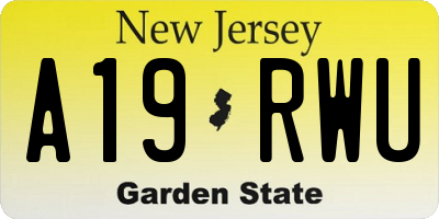NJ license plate A19RWU