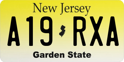 NJ license plate A19RXA
