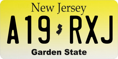NJ license plate A19RXJ