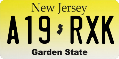 NJ license plate A19RXK