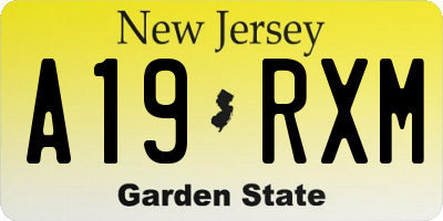 NJ license plate A19RXM