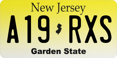 NJ license plate A19RXS