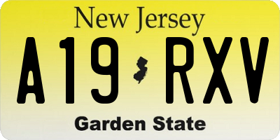 NJ license plate A19RXV