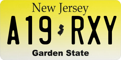 NJ license plate A19RXY