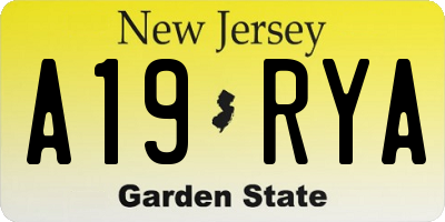 NJ license plate A19RYA