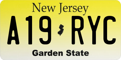 NJ license plate A19RYC